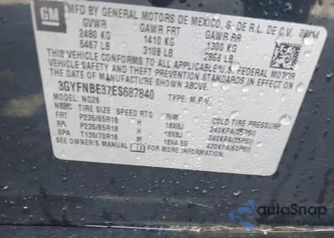 2014 Cadillac Srx Luxury Collection z USA, uszkodzony, nr VIN 3GYFNBE37ES687840